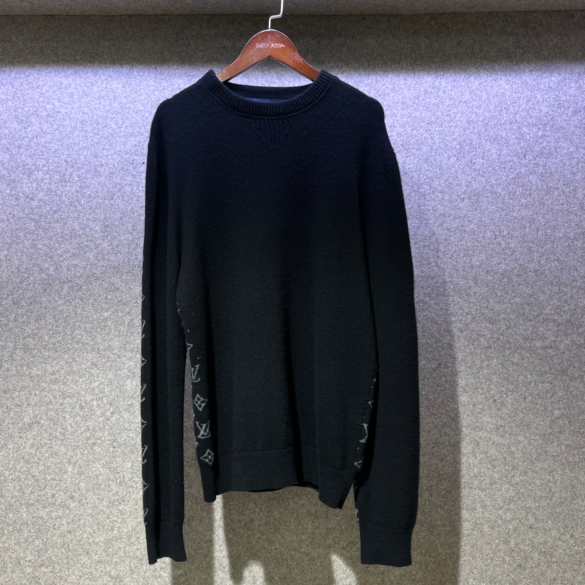 Louis Vuitton half & half monogram sweater cashmere 100% S gray &  neon yellow