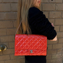 Load image into Gallery viewer, Chanel Patent Orange Clutch On Chain
