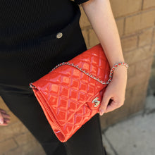 Load image into Gallery viewer, Chanel Patent Orange Clutch On Chain
