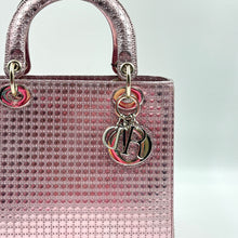 Load image into Gallery viewer, CHRISTIAN DIOR Metallic Pink Microcannage Leather Medium Lady Dior Tote TWS
