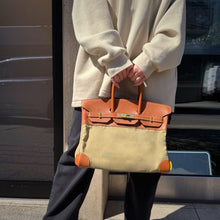 Load image into Gallery viewer, Hermes Brikin 35 Brown Epsom Olivia Canvas Gold Year2016
