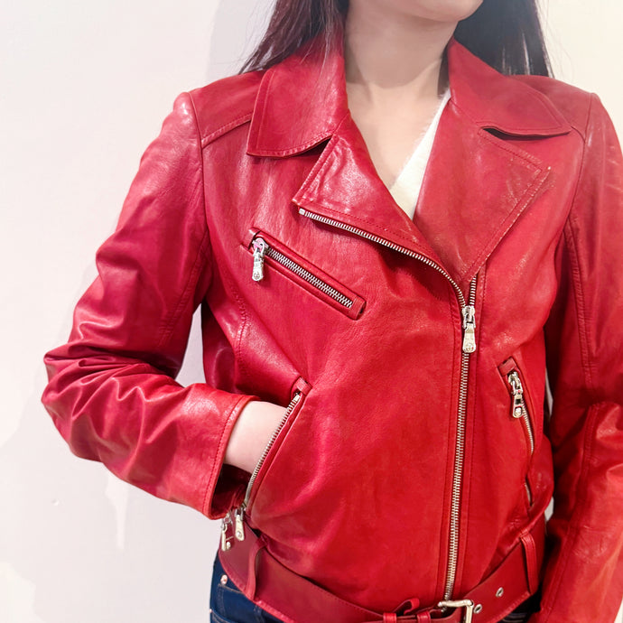 Miumiu Red Lambskin Leather Jacket