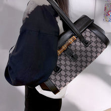 Load image into Gallery viewer, Gucci GG Monogram Canvas Bamboo Lock shoulder Satchel Bag TWS
