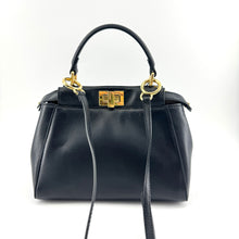 Load image into Gallery viewer, Fendi Black &amp; Gold Mini Peekaboo Leather Bag
