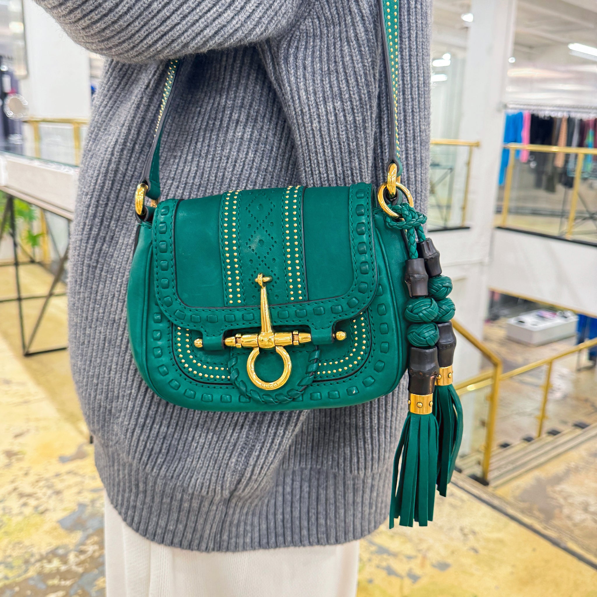 Gucci Green Leather Small Snaffle Bit Shoulder Bag TWS Gucci Green Leather Small Snaffle Bit Shoulder Bag TWS