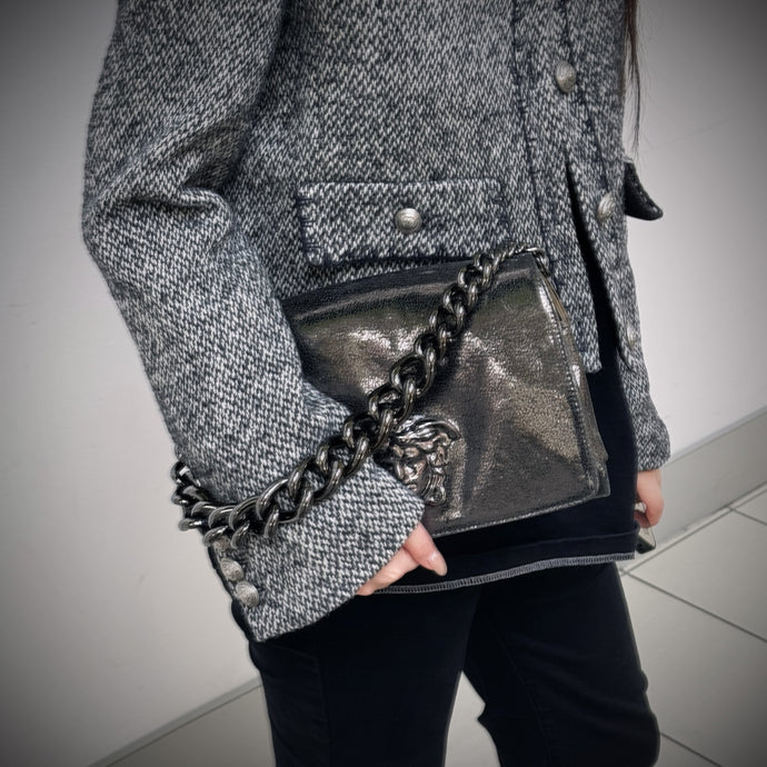 Versace Black Leather Medusa Palazzo Sultan Shoulder Bag TWS