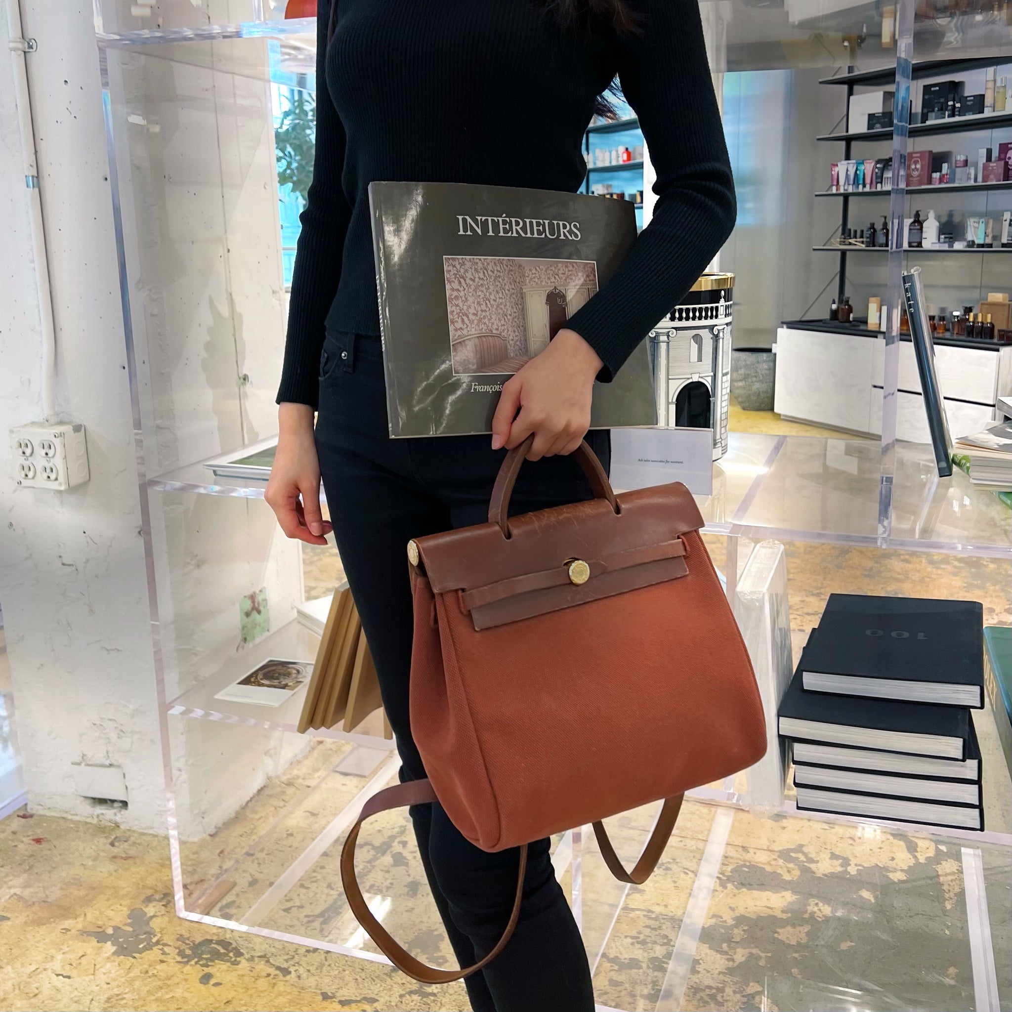 Hermes Herbag Backpack Hermès Green Leather and Canvas Backpack main image 2