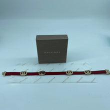 Load image into Gallery viewer, Bvlgari Red Leather Double Coiled Gold Plated Bracelet
