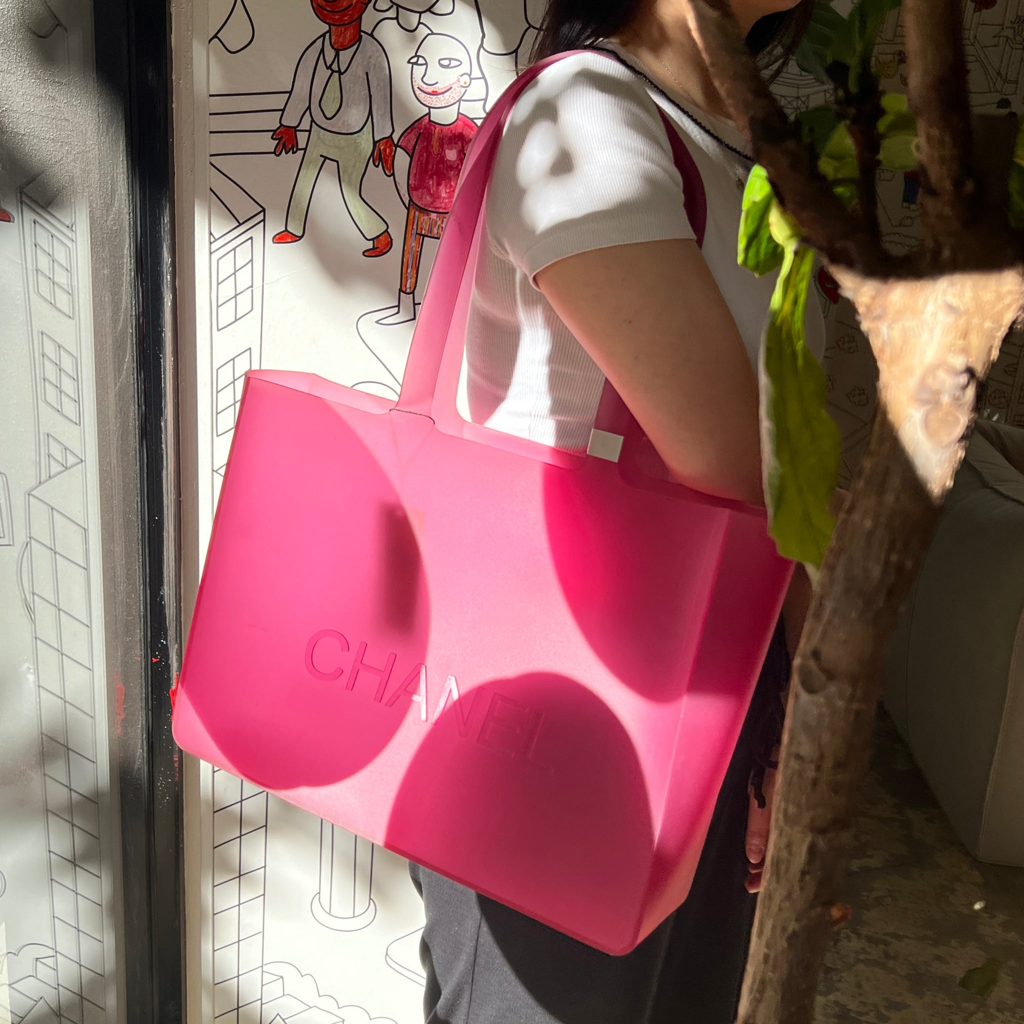 Chanel Chanel Pink Jelly Rubber Shoulder Tote Bag