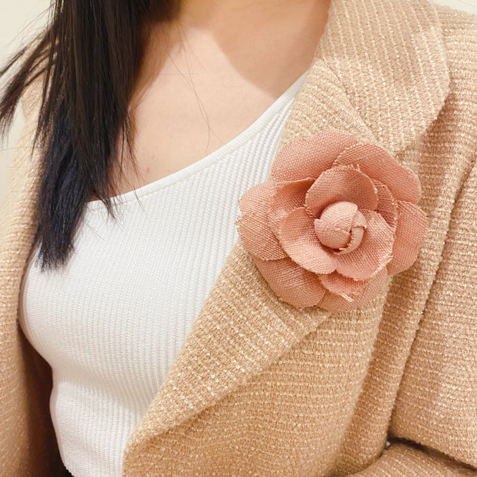 Chanel Pink Camellia Brooch