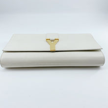Load image into Gallery viewer, Yves Saint Laurent White Textured Leather Y-ligne Clutch
