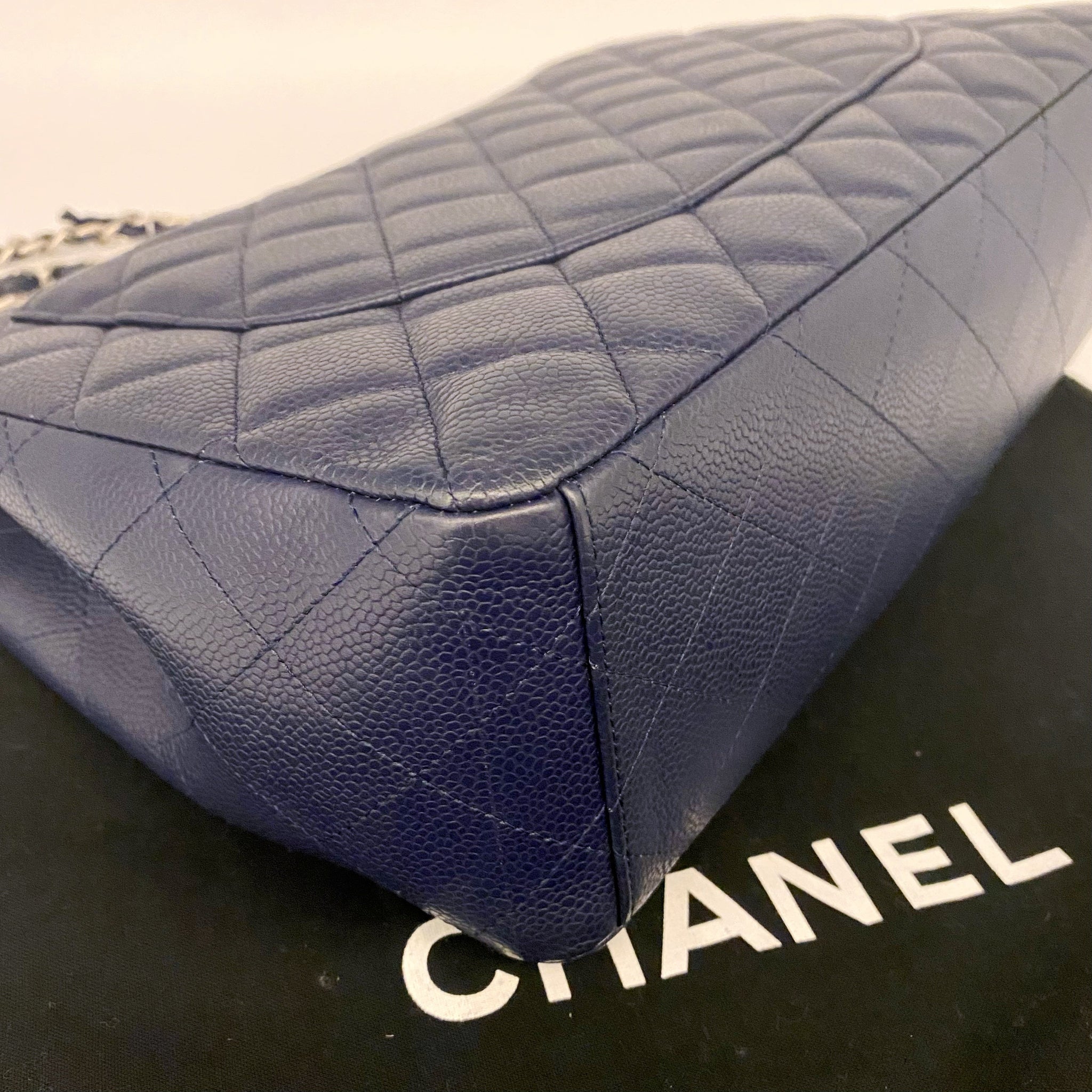 Chanel Navy Classic Flap Jumbo – Sheer Room