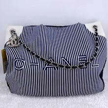 Load image into Gallery viewer, Chanel rialto beach stripe canvas chain bag
