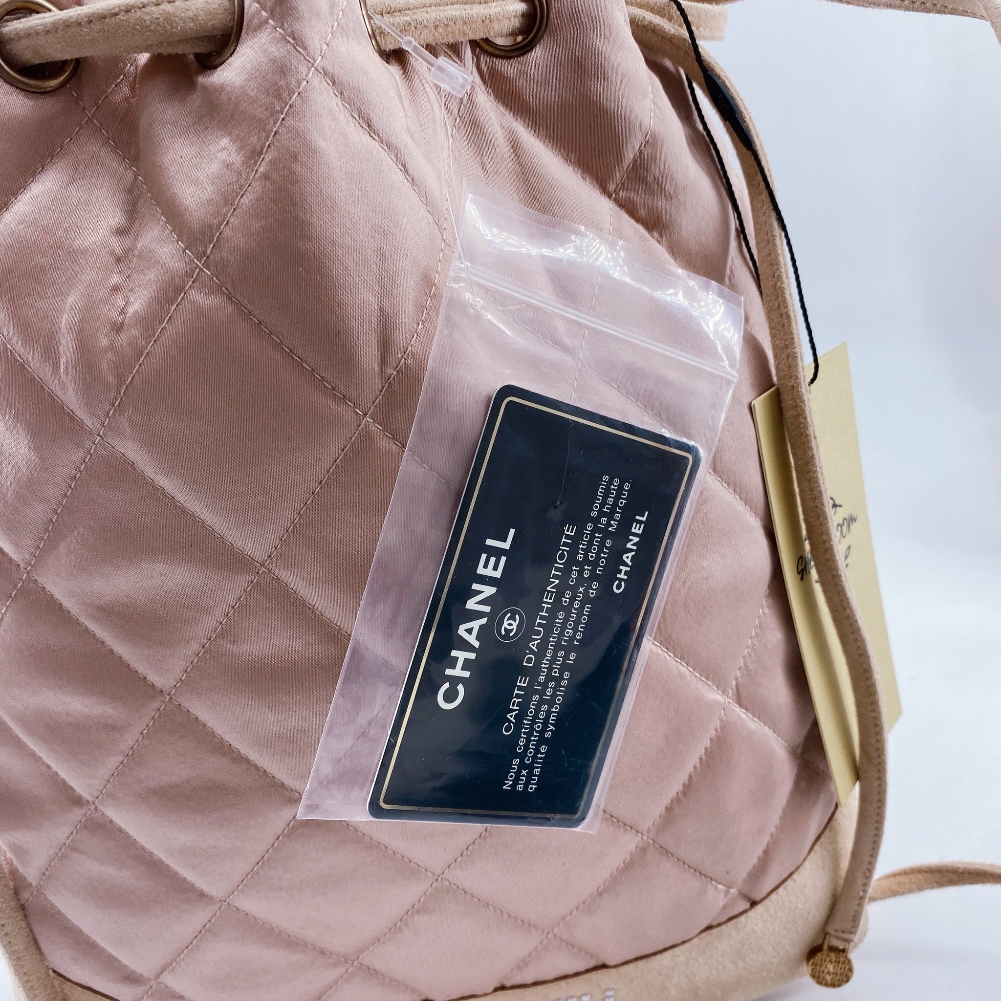 CHANEL Vintage Quilted Satin and Suede
Drawstring Backpack ChanelVTGquiltedbackpack_2048x  main image 4