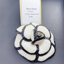 Load image into Gallery viewer, CHANEL White and Black Camellia Brooch
