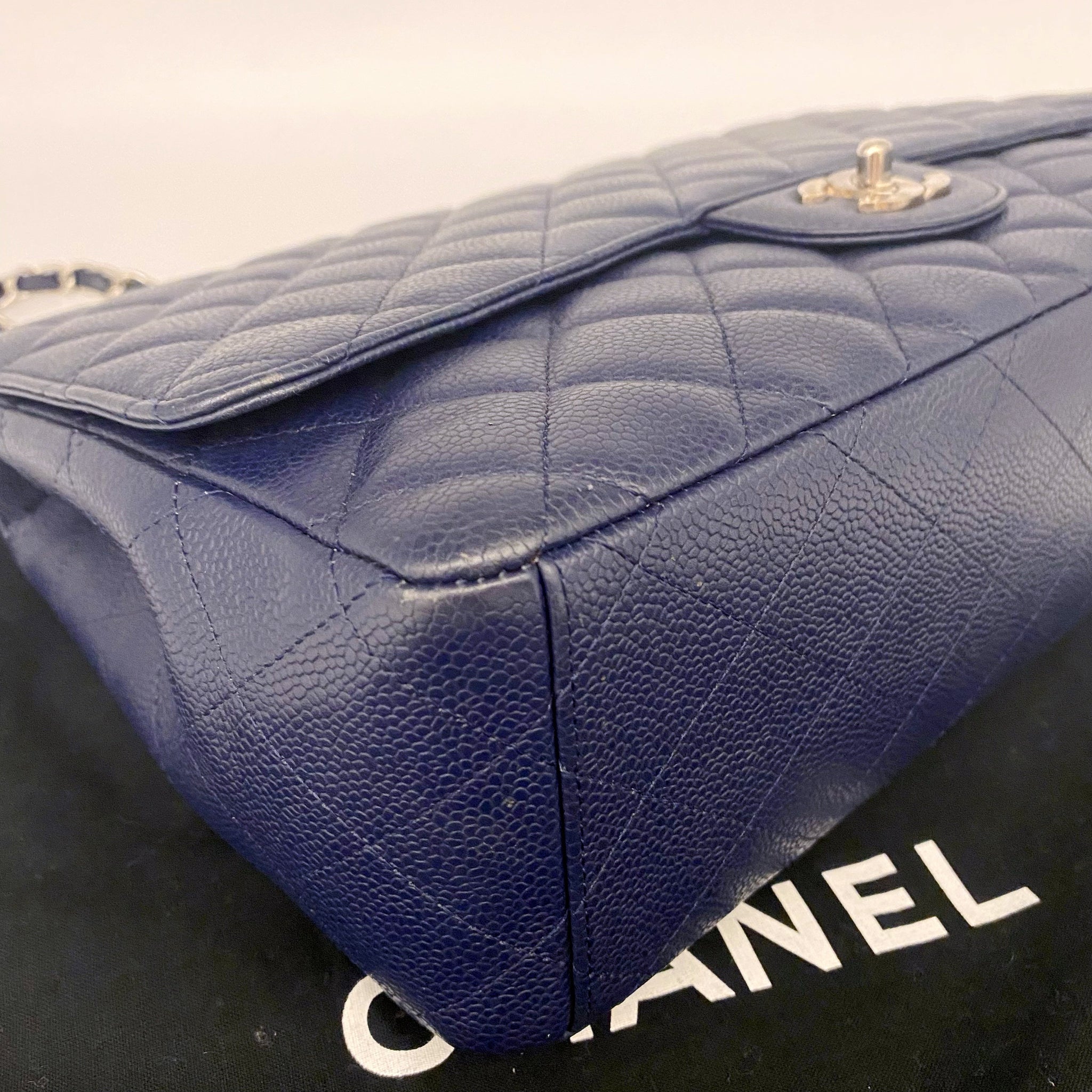 Chanel Navy Classic Flap Jumbo – Sheer Room