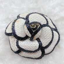 Load image into Gallery viewer, CHANEL White and Black Camellia Brooch
