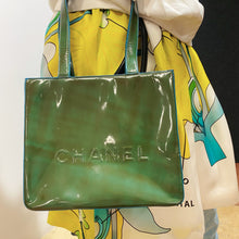 Load image into Gallery viewer, Chanel Green Patent Leather Tote Bag
