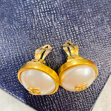 Load image into Gallery viewer, CHANEL vintage pearl gold earrings TWS
