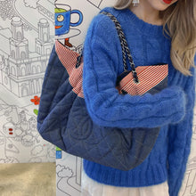 Load image into Gallery viewer, Chanel Vintage Denim Quilted Drawstring Hobo Shoulder Tote Bag
