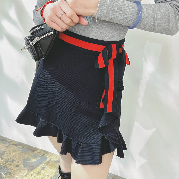 Gucci red and black bow A-line skirt