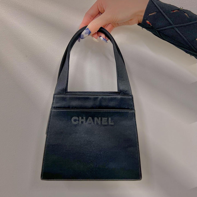 Chanel Embroidery Logo Silk Satin Handbag