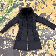 Load image into Gallery viewer, Prada Black Ladies Puffer with Blue Fox Collar
