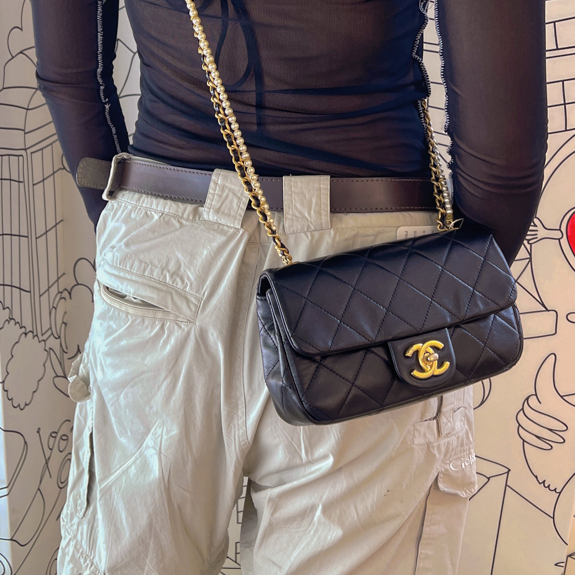 Chanel Brand New Pearl Crush Blue Mini Cross Body Shoulder Bag - LAR Vintage