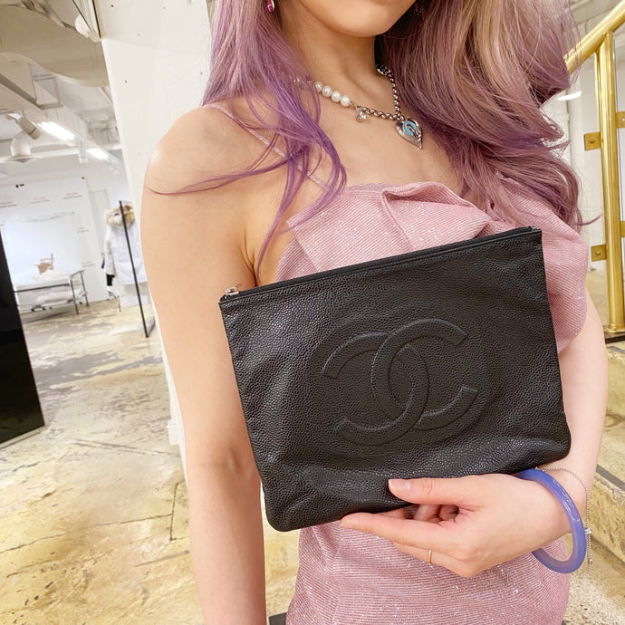 Chanel Black Leather Clutch