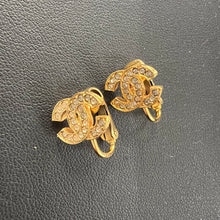 Load image into Gallery viewer, CHANEL vintage crystal gold color earrings

