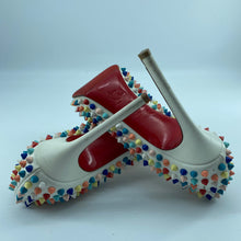 Load image into Gallery viewer, Christian Loubotin multicolor rivet high heels
