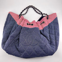 Load image into Gallery viewer, Chanel Vintage Denim Quilted Drawstring Hobo Shoulder Tote Bag
