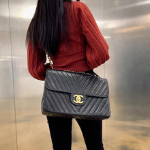 Load image into Gallery viewer, Chanel Black Chevron Shoulder Bag
