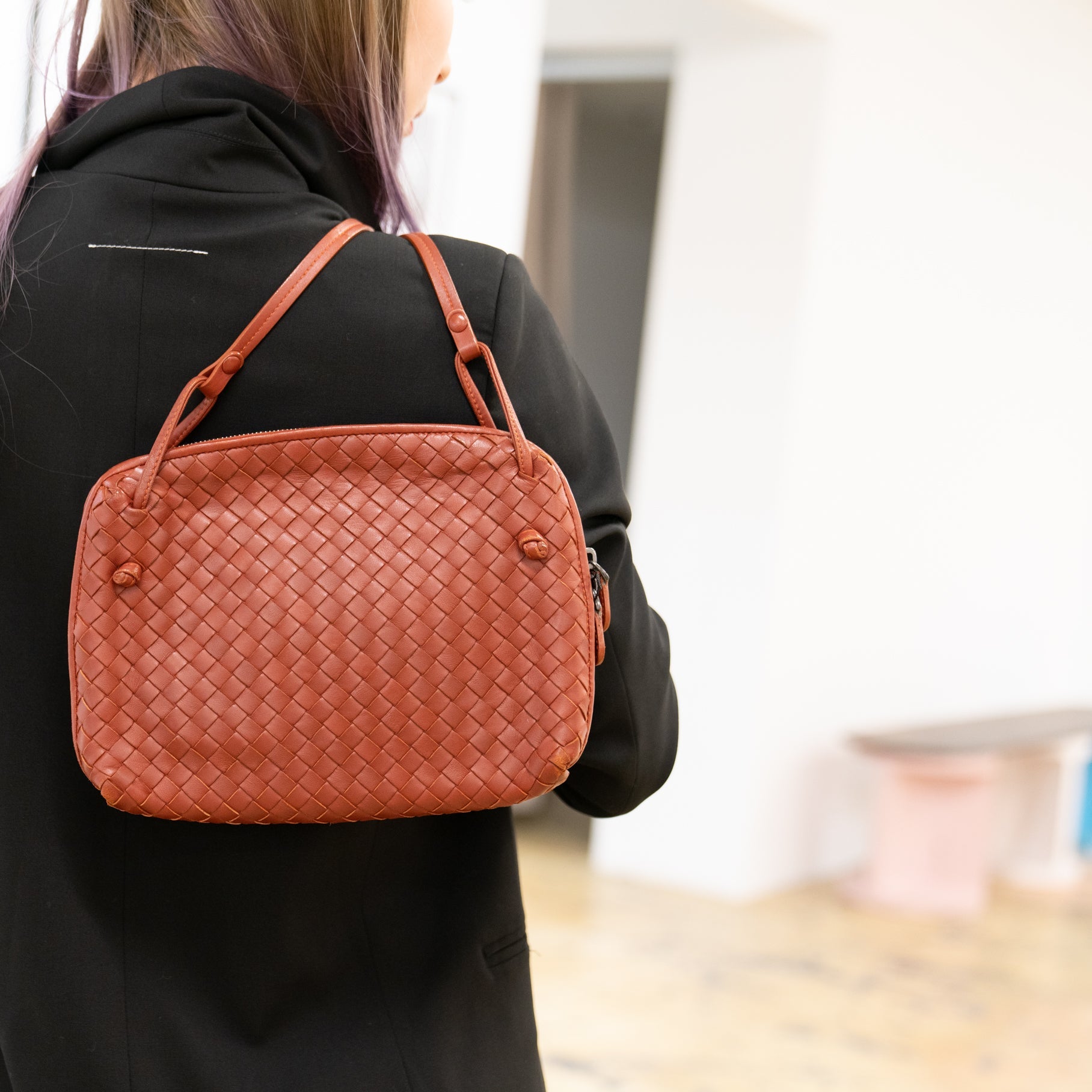 Bottega Veneta Nodini Woven Leather Crossbody Brown Bag – V & G