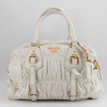 Load image into Gallery viewer, Prada Taupe Gaufre Pleated Two-Way Satchel Tote Bag TWS
