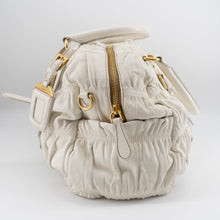 Load image into Gallery viewer, Prada Taupe Gaufre Pleated Two-Way Satchel Tote Bag TWS
