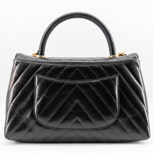 Load image into Gallery viewer, Chanel Black Chevron Quilted Calfskin Leather and Lizard Coco Handle Bag
