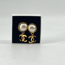 Load image into Gallery viewer, Chanel CC Logo Pearl Earrings TWS
