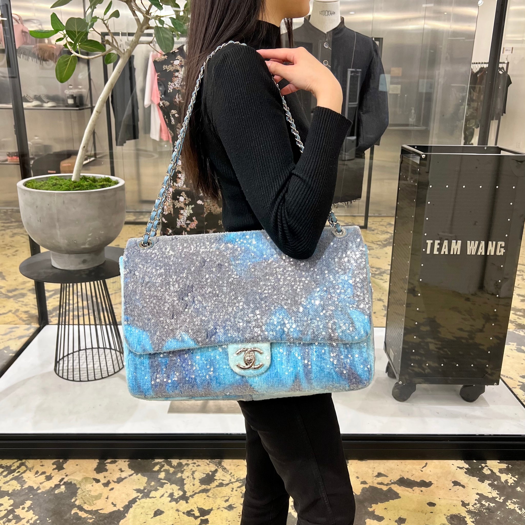 Chanel Sequin Waterfall Classic Flap Maxi Bag – Sheer Room