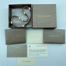 Load image into Gallery viewer, Bvlgari Red Leather Double Coiled Gold Plated Bracelet
