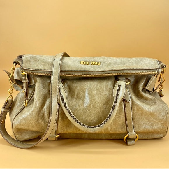美品☆　Miumiu 2way soft calf leather bag Miu Miu Multicolor Soft Calf Front Pocket Tote Bag
