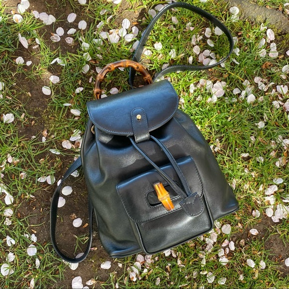 GUCCI mini bamboo leather backpack
