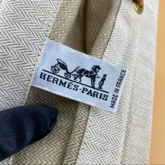 Hermès HERMES SELLIER ALINE GROOMING BAG CANVAS CHEVRON BEIGE HANDBAG Cloth  ref.909463 - Joli Closet