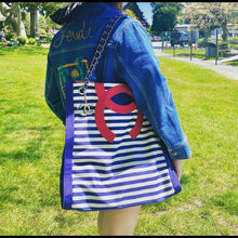 Load image into Gallery viewer, Chanel Cruise 2010 Stripes Red White And Blue Canvas Grosgrain Silver Hardware Tote
