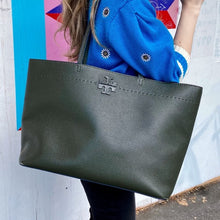 Load image into Gallery viewer, TORY BURCH Green leather tote
