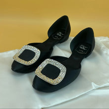 Load image into Gallery viewer, Roger Vivier Chips Strass Buckle Ballerinas in Satin
