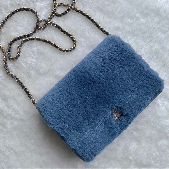 CHANEL fluffy wallet on chain