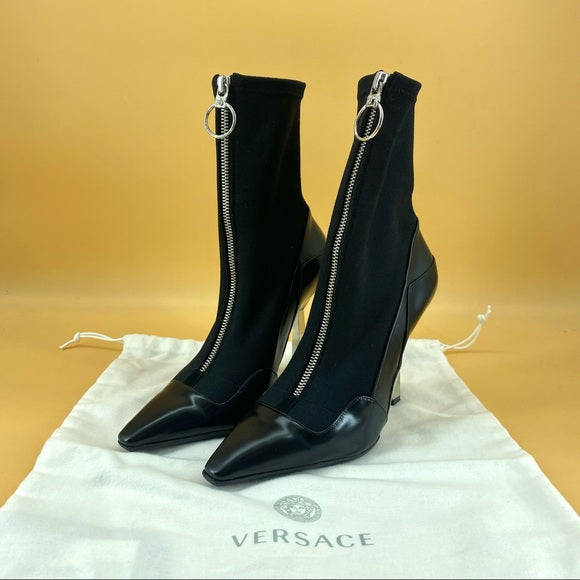 VERSACE Elastic ankle boots with high heels