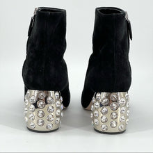 Load image into Gallery viewer, MiuMiu crystal high heels black boots
