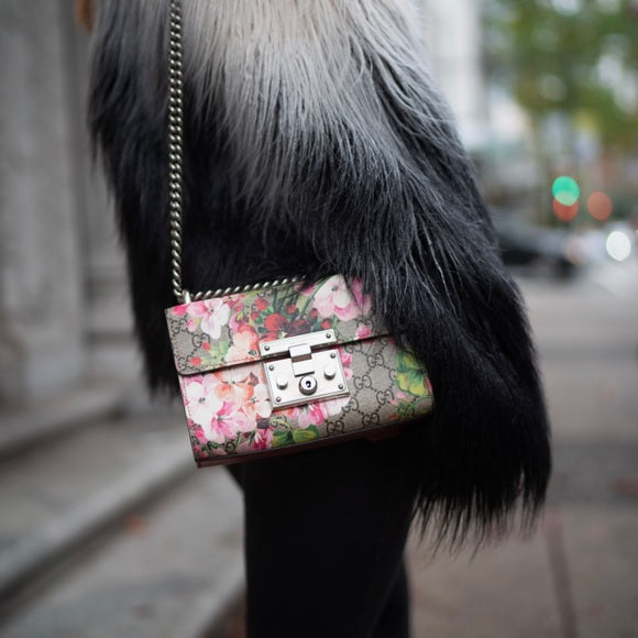 Gucci Gg Monogram Small Padlock Shoulder Bag Floral Rose